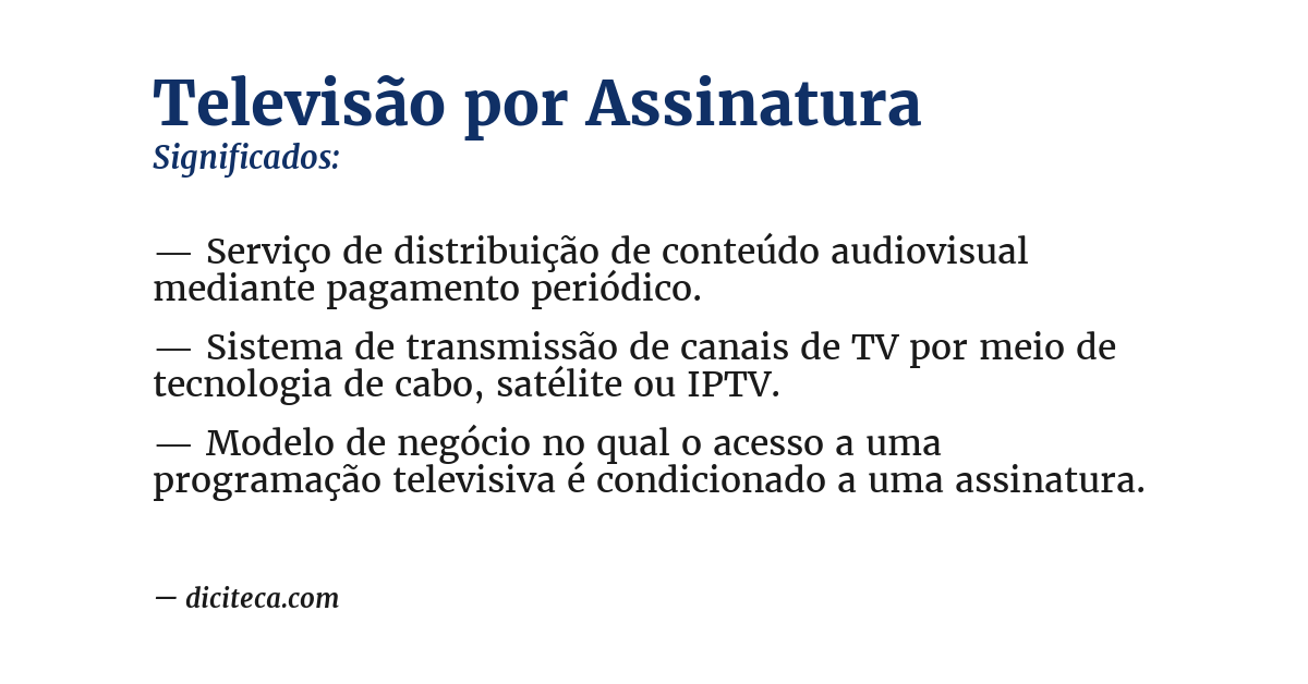 Significado de televisão por assinatura