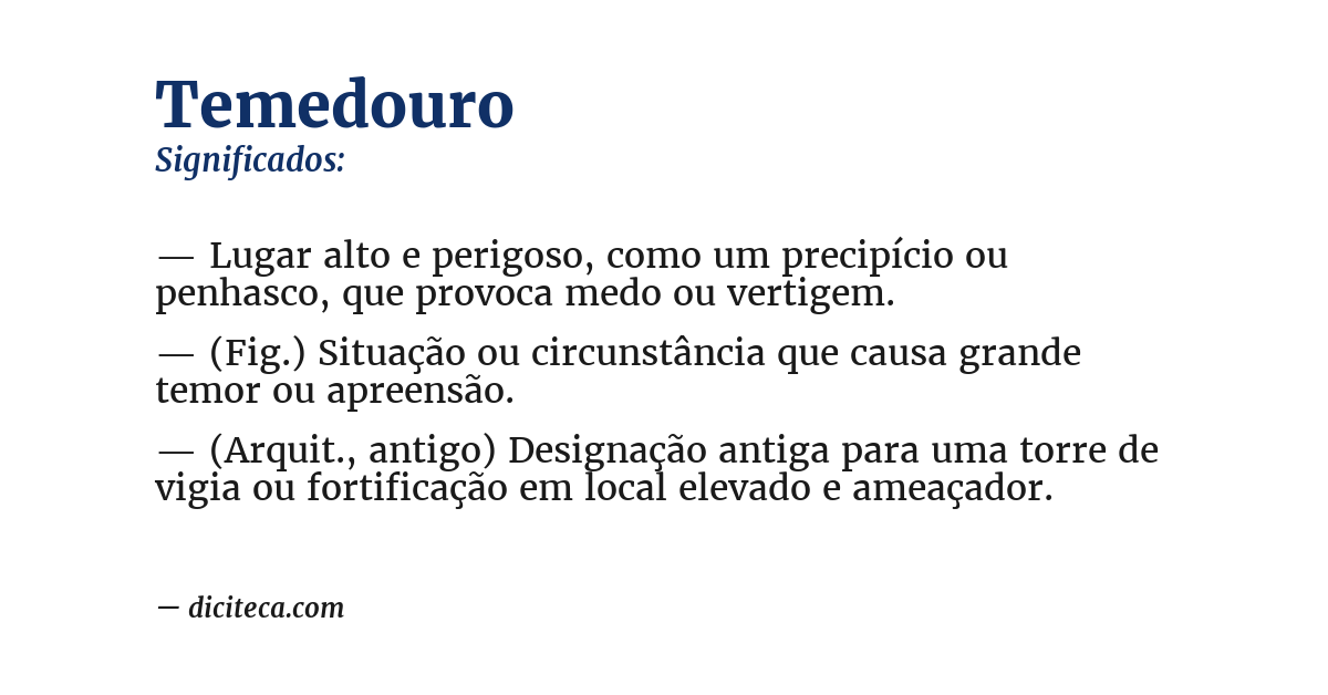 Significado de temedouro