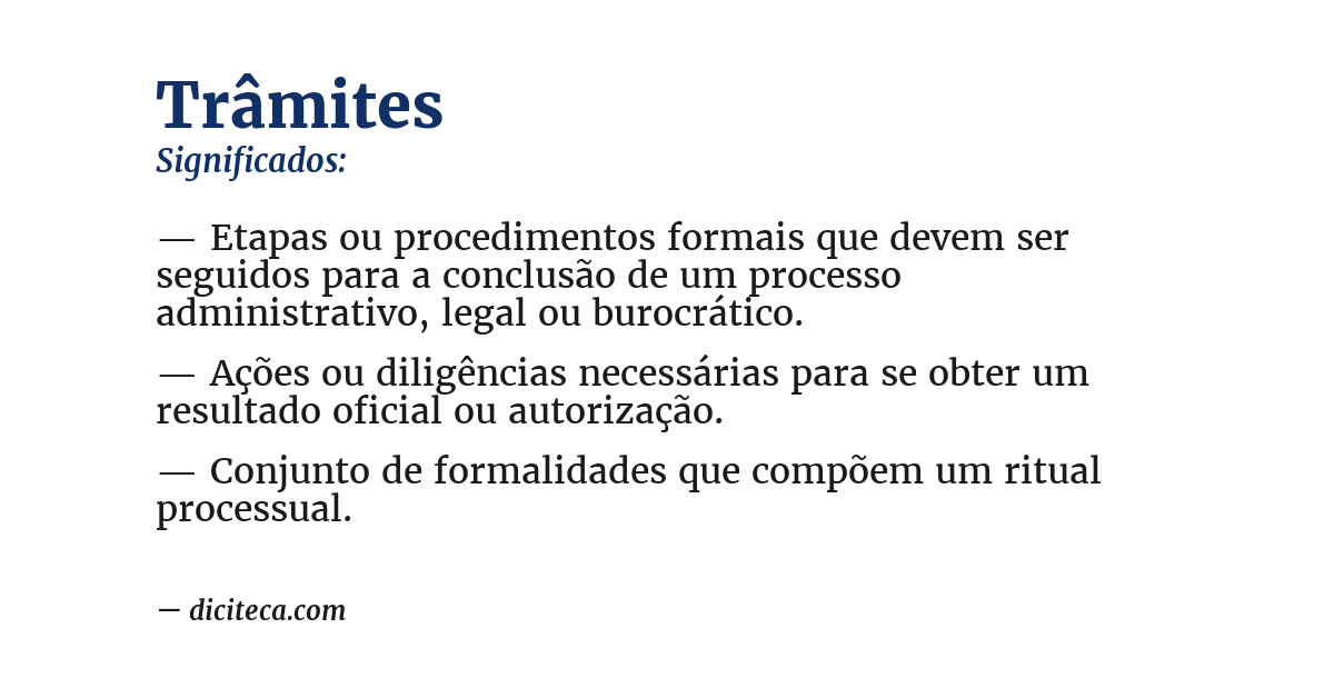 Significado de trâmites