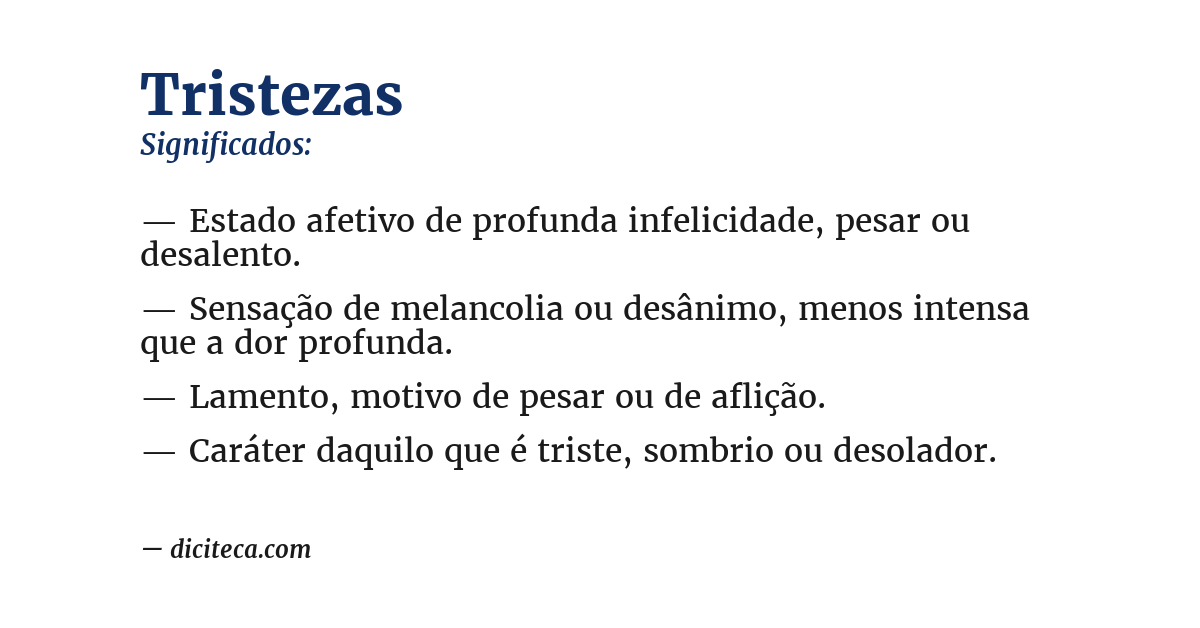 Significado de tristezas