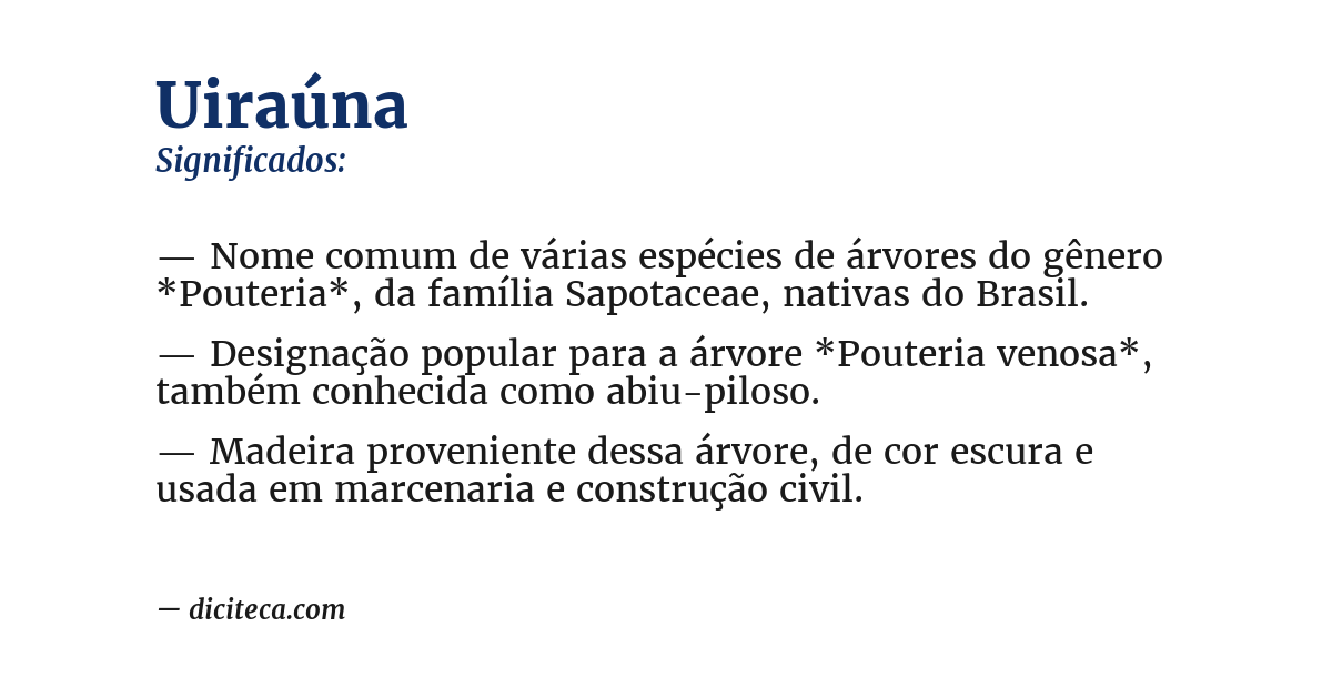 Significado de uiraúna