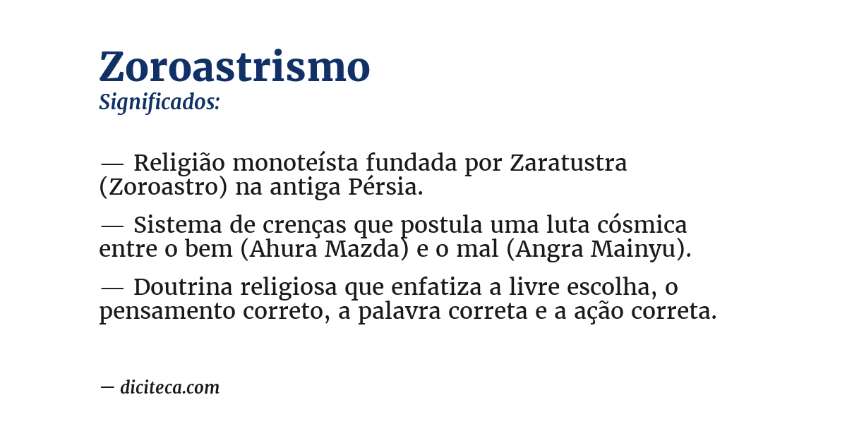 Significado de zoroastrismo