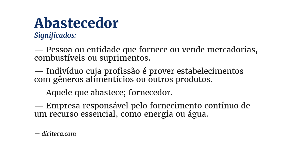 Significado de abastecedor