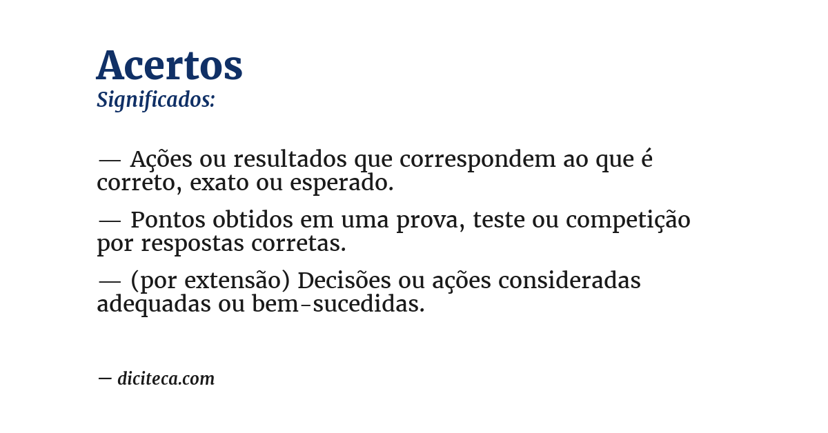 Significado de acertos