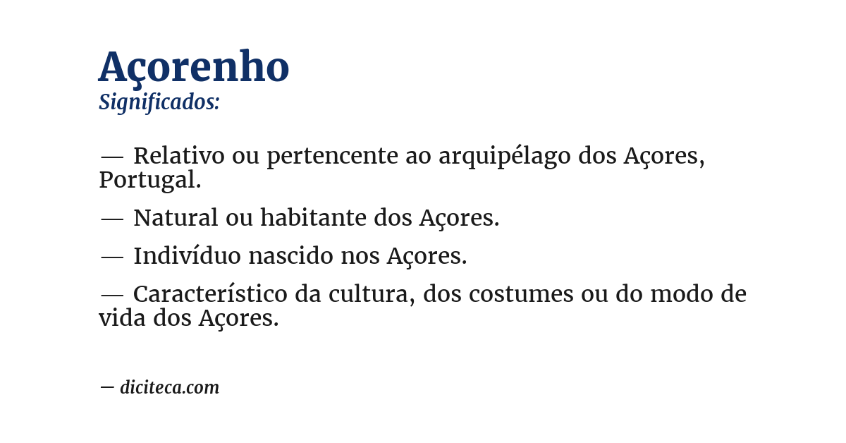 Significado de açorenho