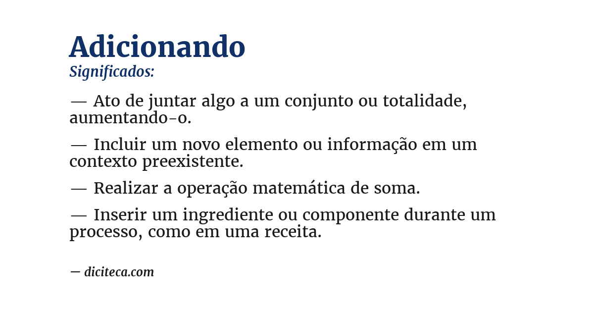 Significado de adicionando