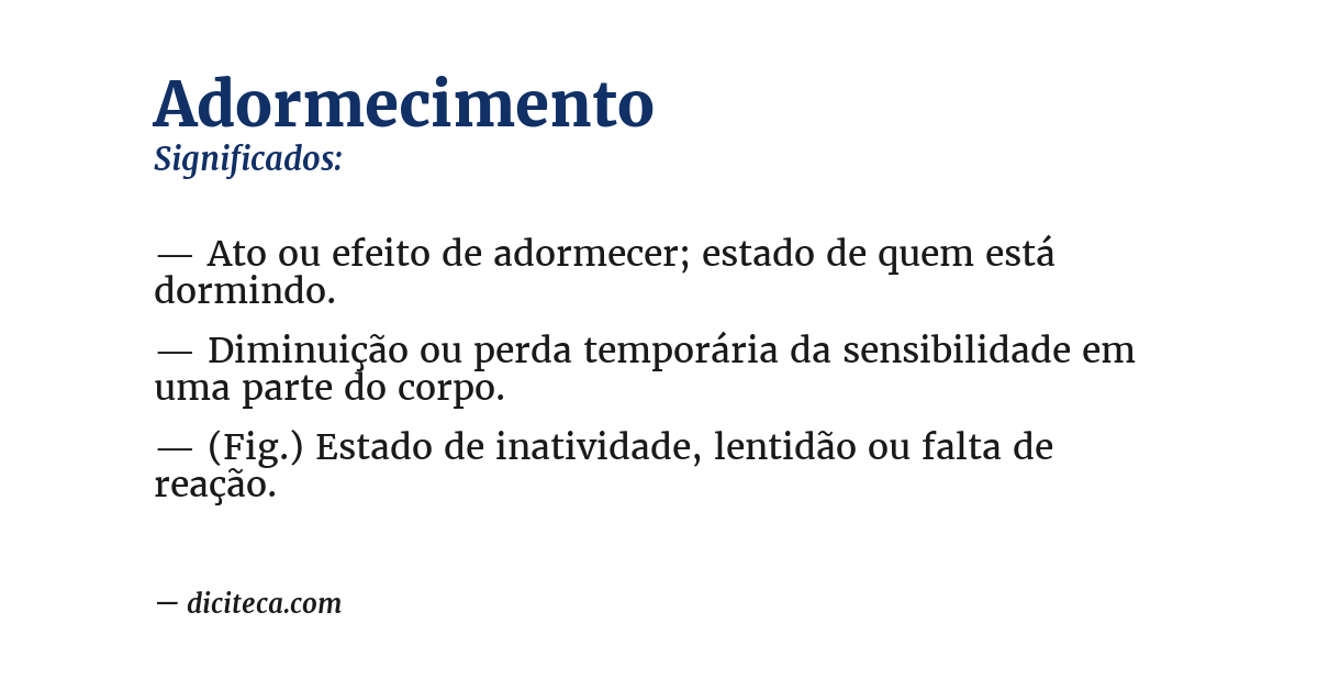 Significado de adormecimento