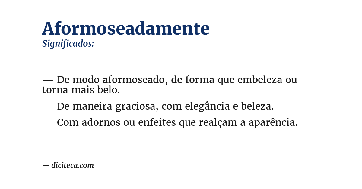 Significado de aformoseadamente