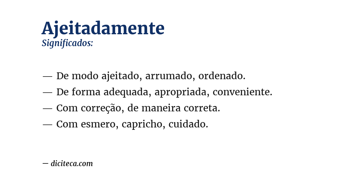 Significado de ajeitadamente