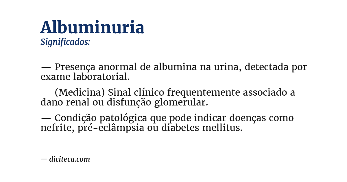 Significado de albuminuria