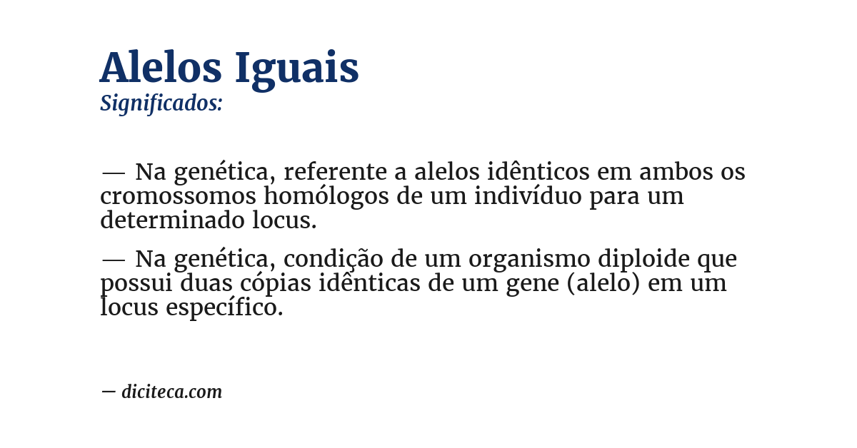 Significado de alelos iguais