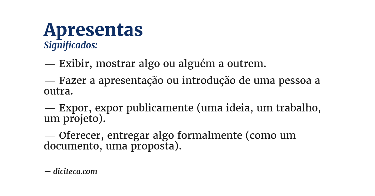 Significado de apresentas