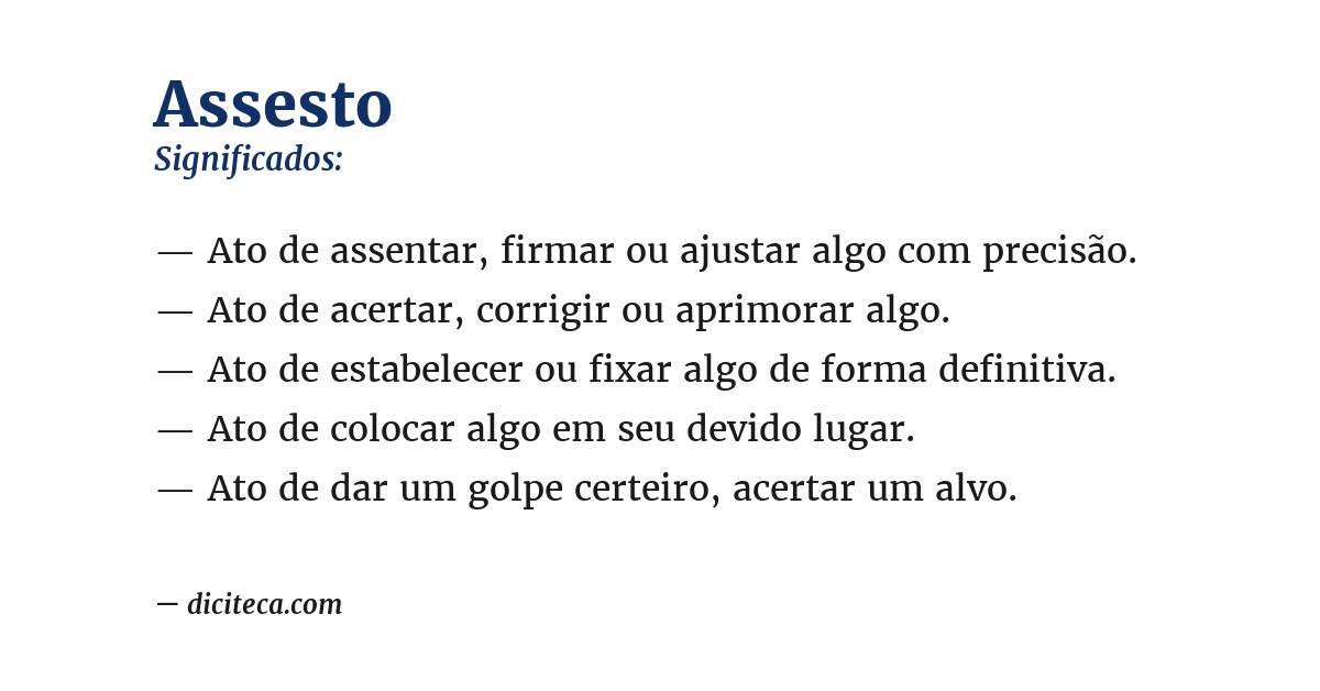 Significado de assesto