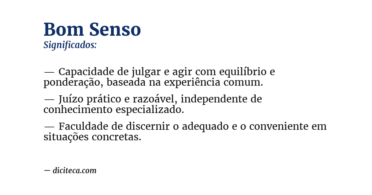 Significado de bom senso