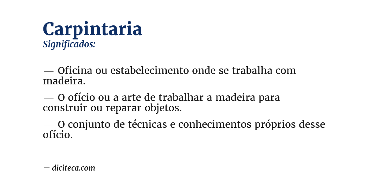 Significado de carpintaria