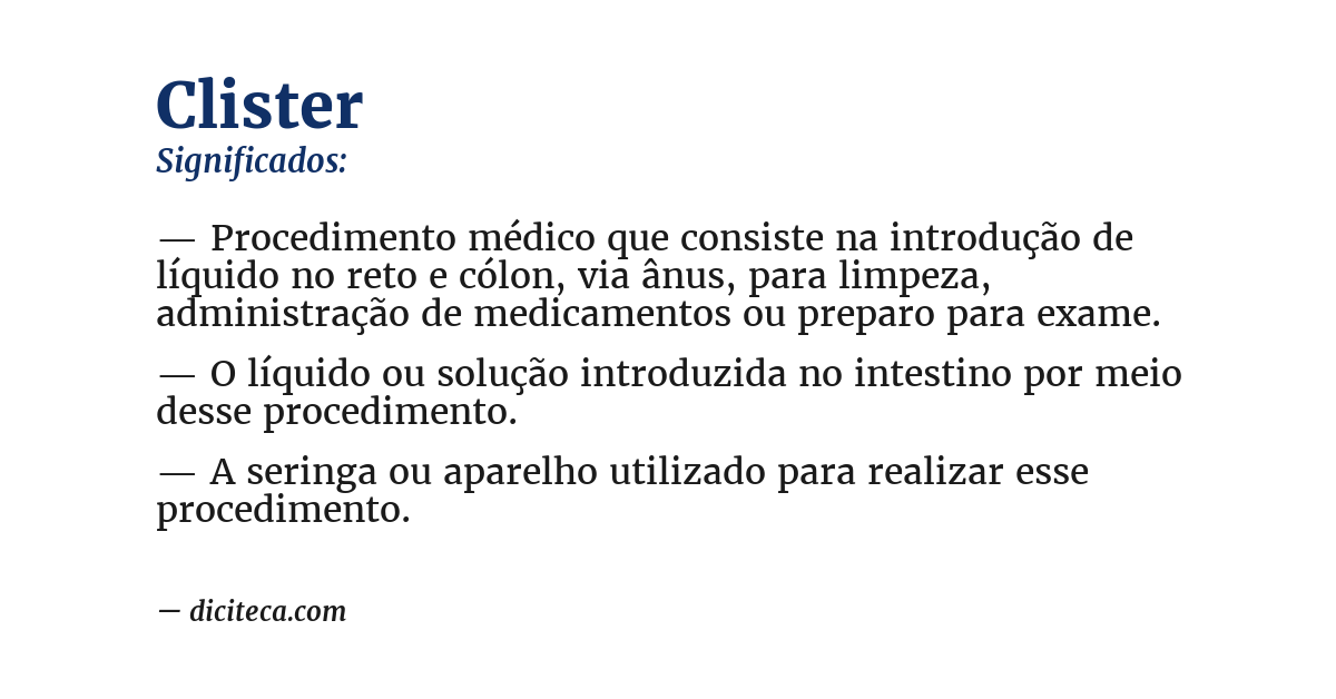 Significado de clister