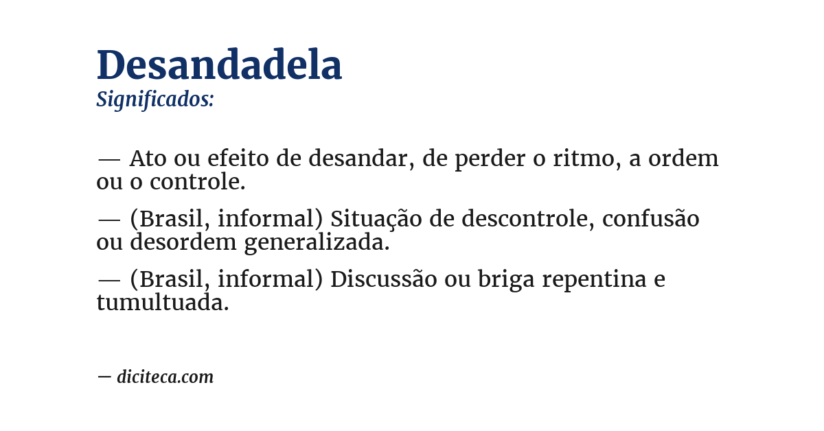 Significado de desandadela