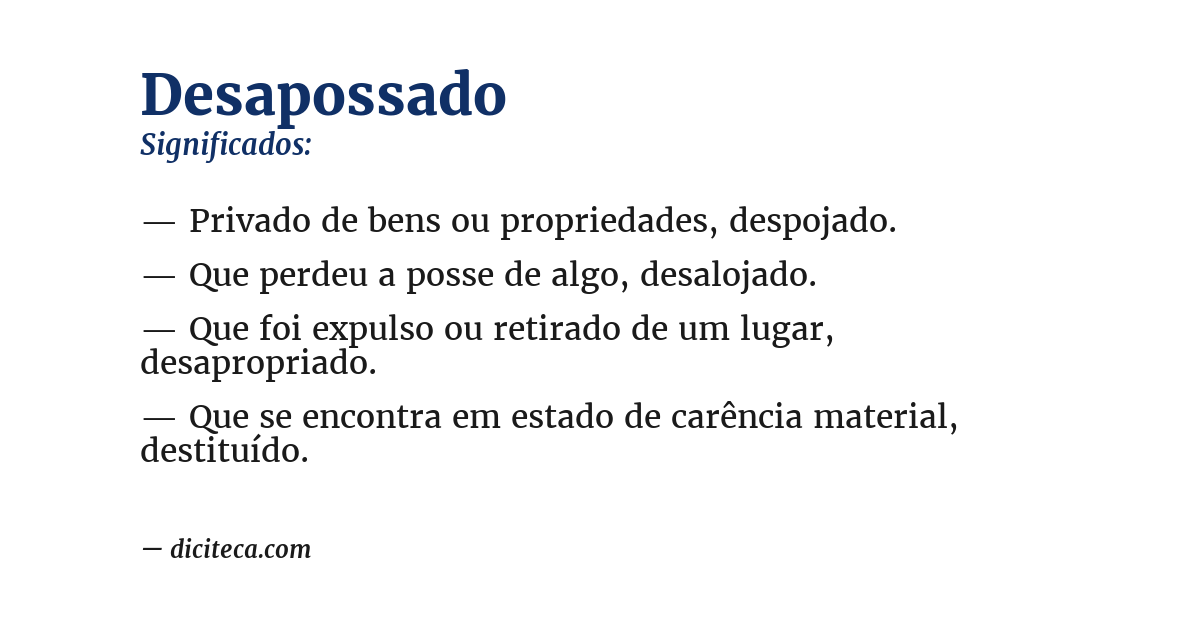 Significado de desapossado