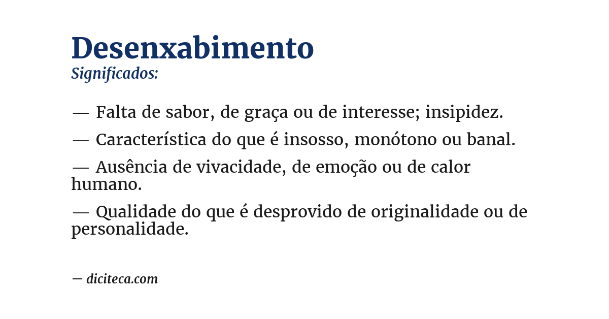Significado de desenxabimento