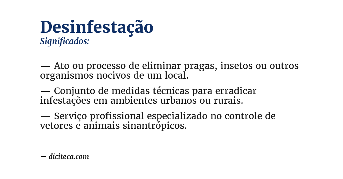 Significado de desinfestação