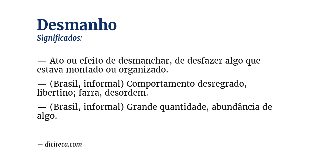 Significado de desmanho