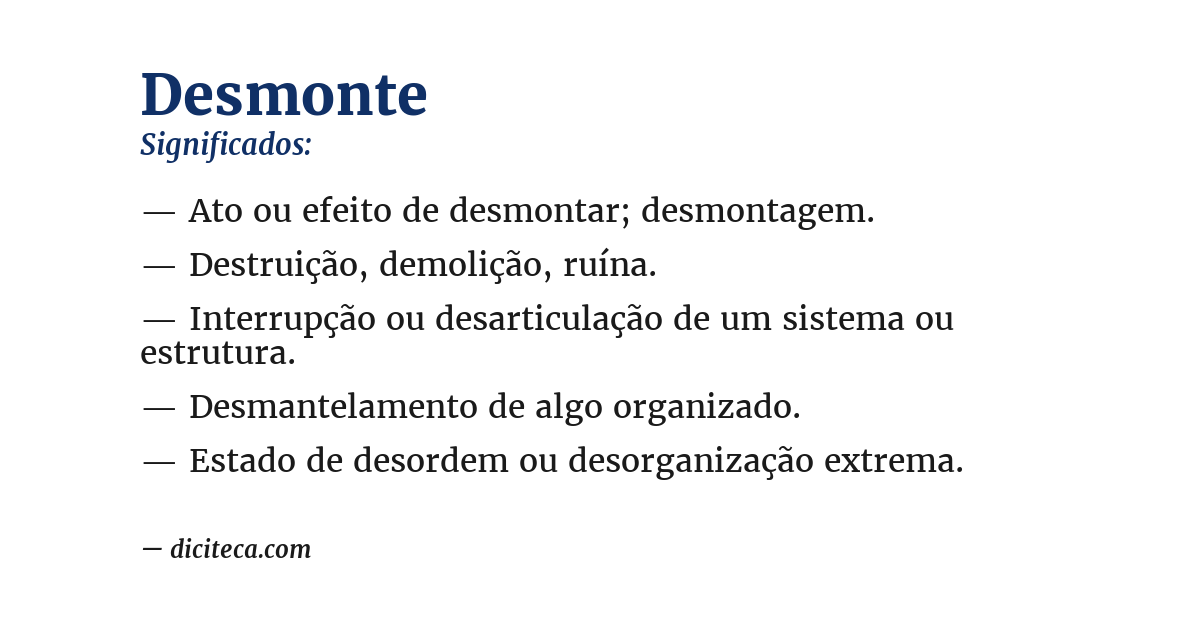 Significado de desmonte