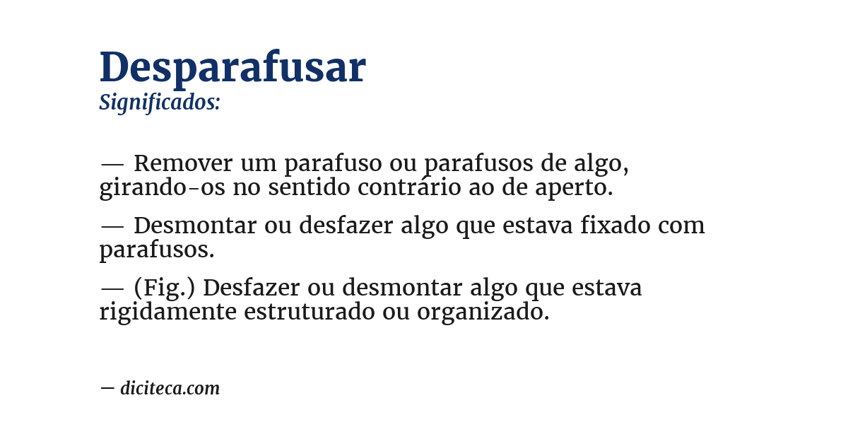 Significado de desparafusar