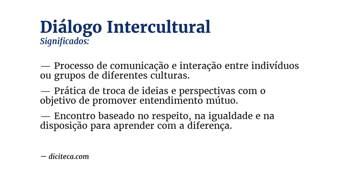 Significado de diálogo intercultural