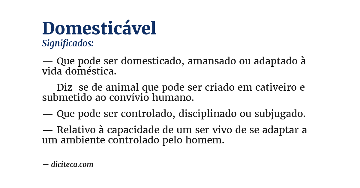 Significado de domesticável