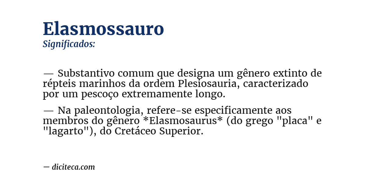 Significado de elasmossauro