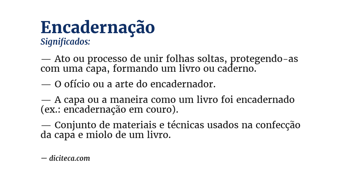 Significado de encadernação