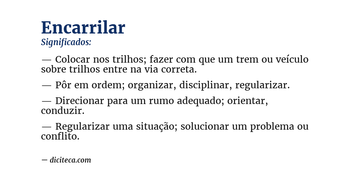 Significado de encarrilar