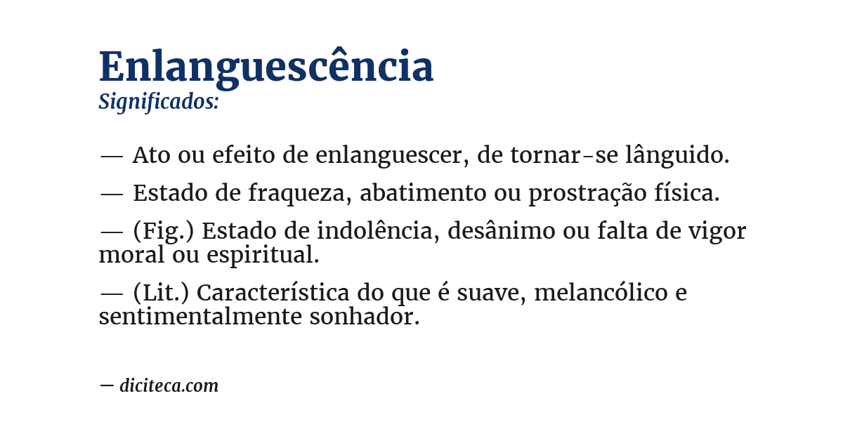 Significado de enlanguescência