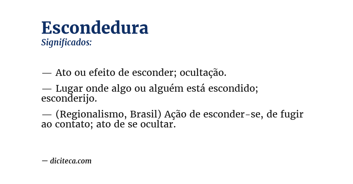 Significado de escondedura