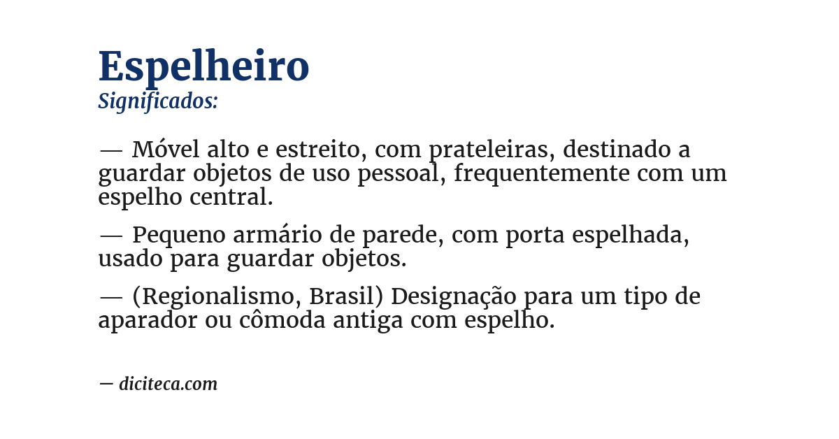 Significado de espelheiro