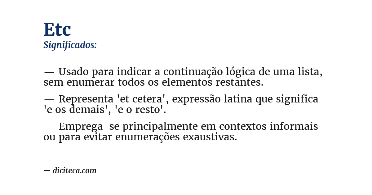 Significado de etc