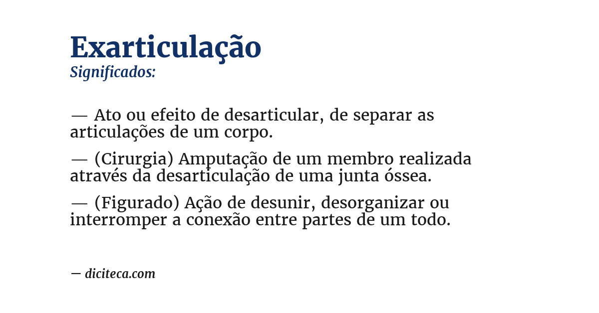 Significado de exarticulação