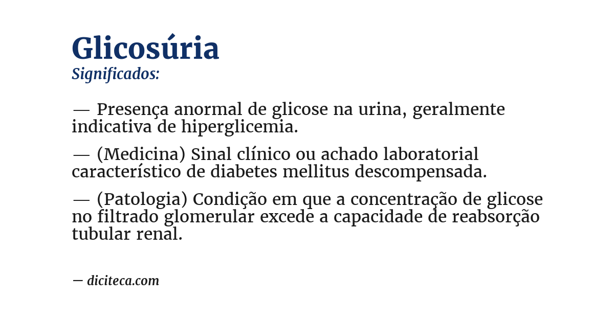 Significado de glicosúria