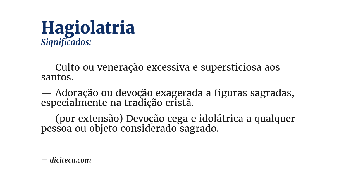 Significado de hagiolatria