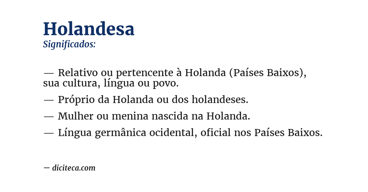 Significado de holandesa