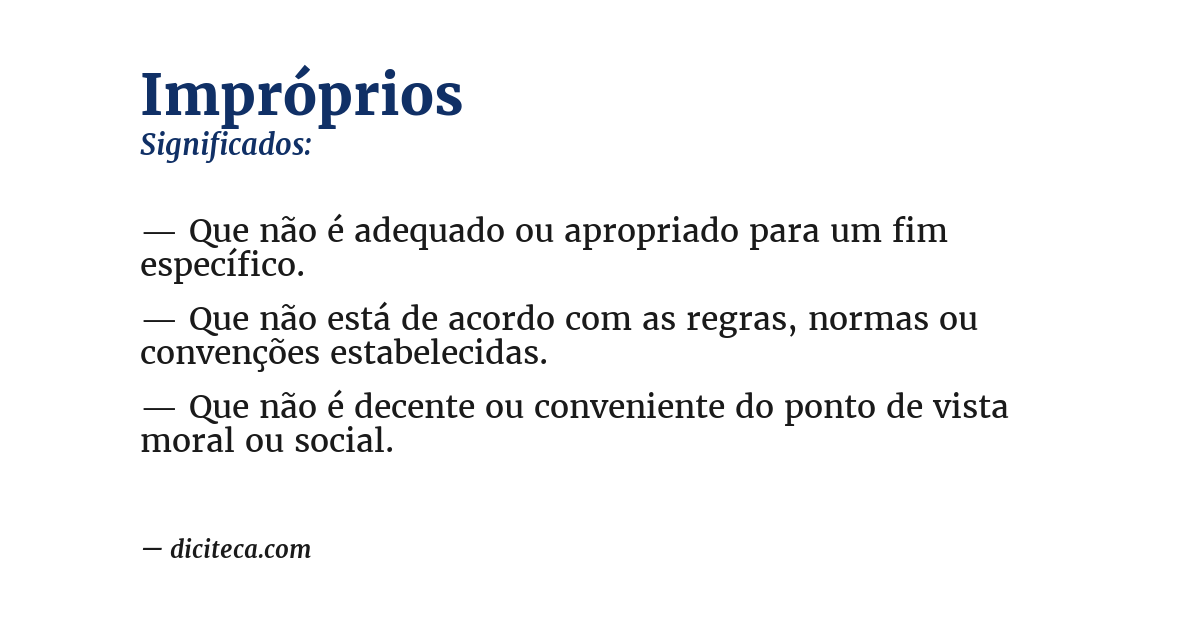 Significado de impróprios