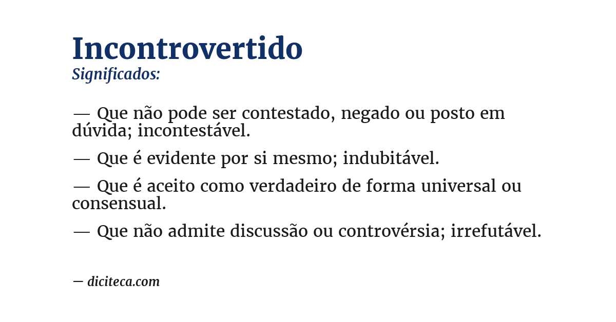 Significado de incontrovertido