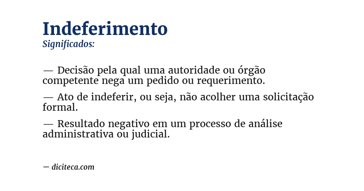 Significado de indeferimento