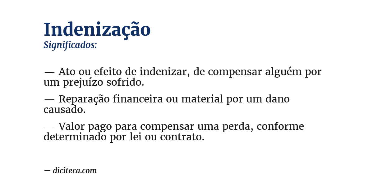 Significado de indenização
