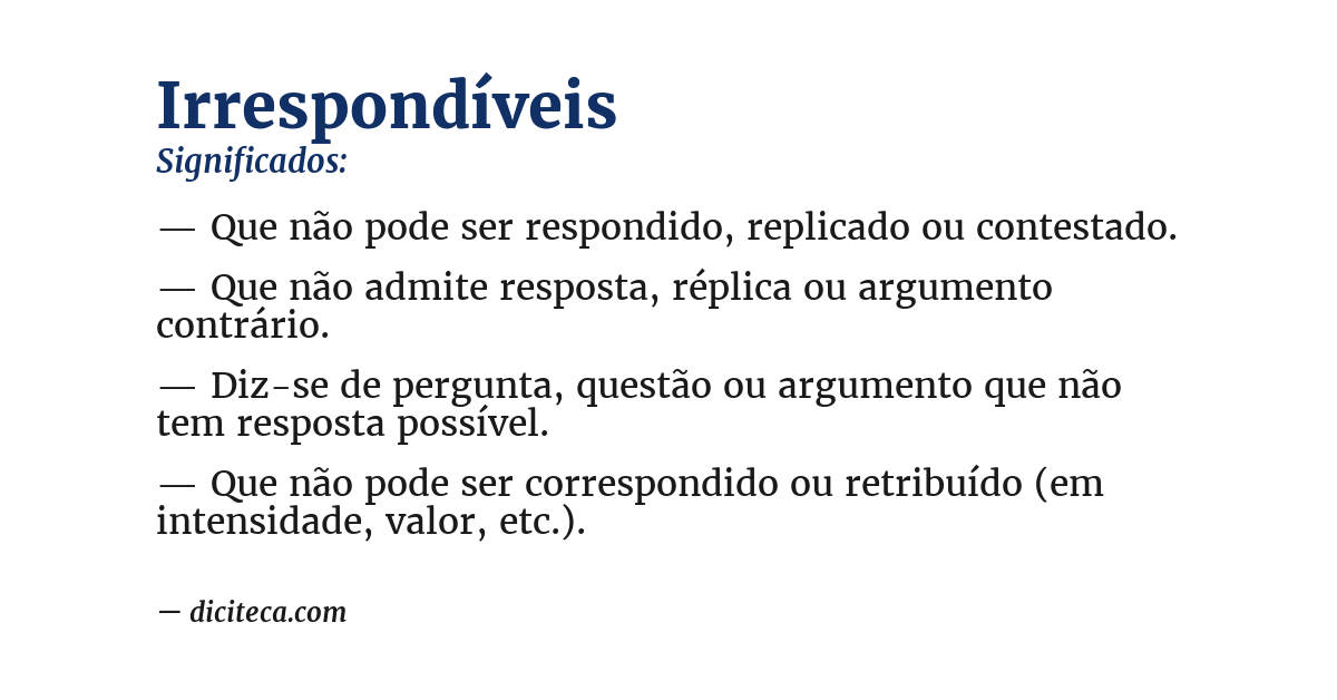 Significado de irrespondíveis