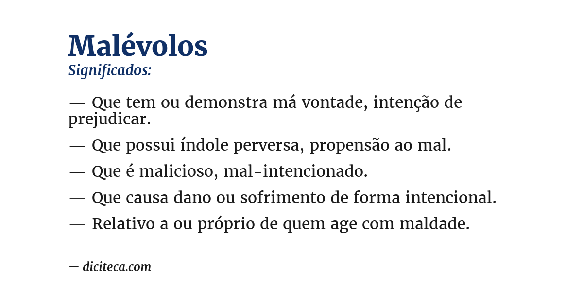 Significado de malévolos
