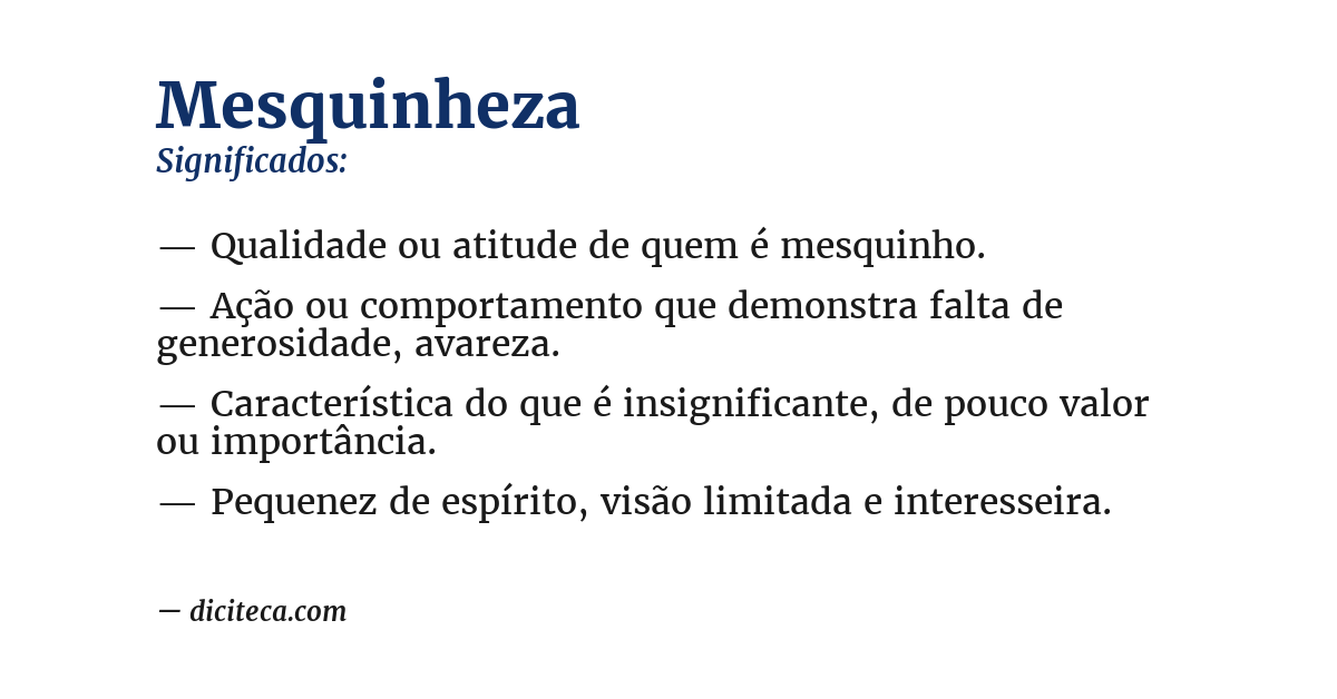 Significado de mesquinheza