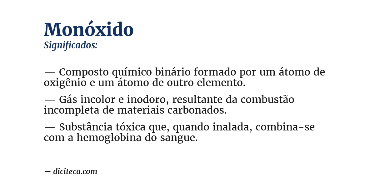 Significado de monóxido