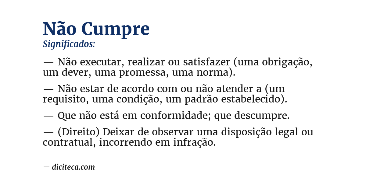 Significado de não cumpre