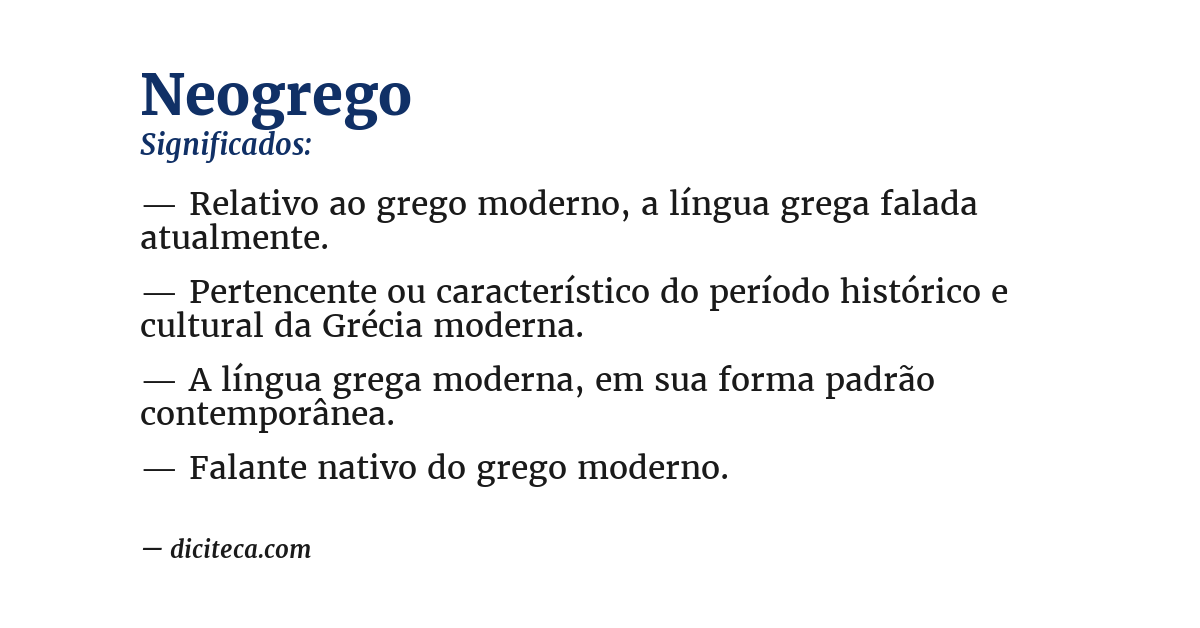 Significado de neogrego